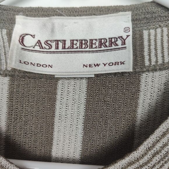 VTG Castleberry London New York Button-up Cardigan Blazer, M, brown stripes - Picture 7 of 9